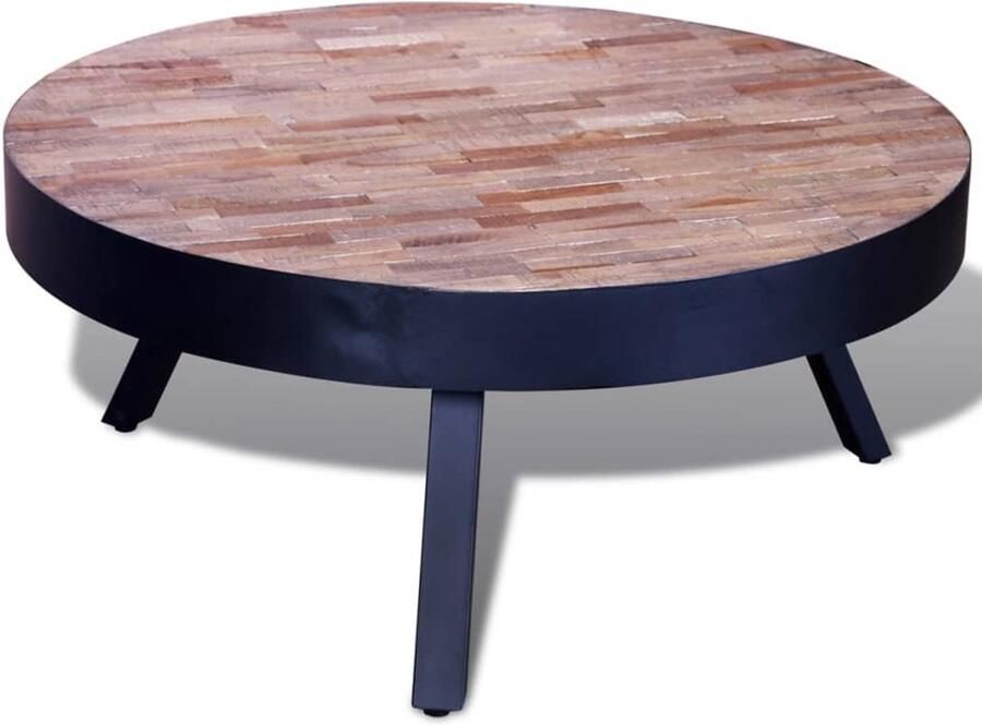 FIONERA Salontafel rond gerecycled teakhout