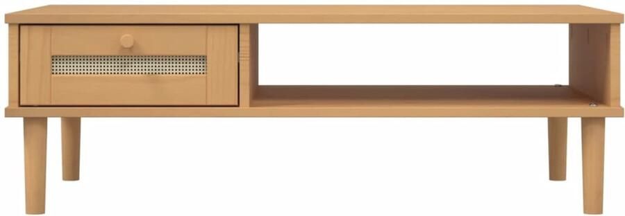 FIONERA Salontafel SENJA 100x55x33 cm rattan-look massief hout bruin