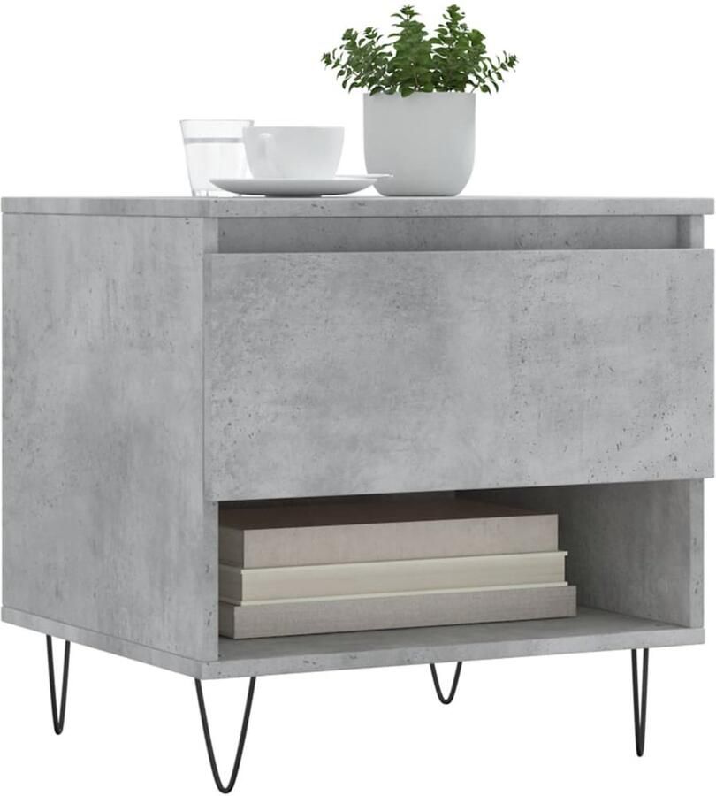 FIONERA Salontafels 2 st 50x46x50 cm bewerkt hout betongrijs