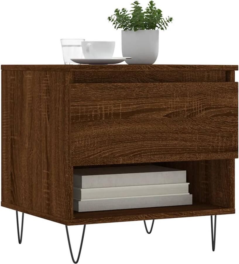 FIONERA Salontafels 2 st 50x46x50 cm bewerkt hout bruin eikenkleur