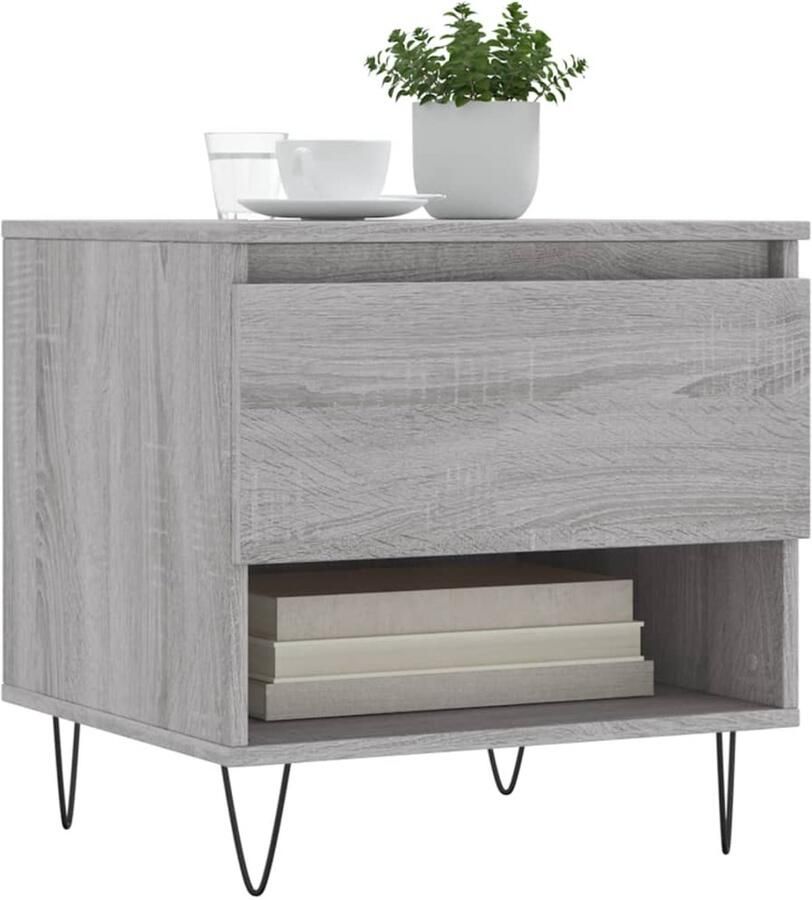 FIONERA Salontafels 2 st 50x46x50 cm bewerkt hout grijs sonoma eiken