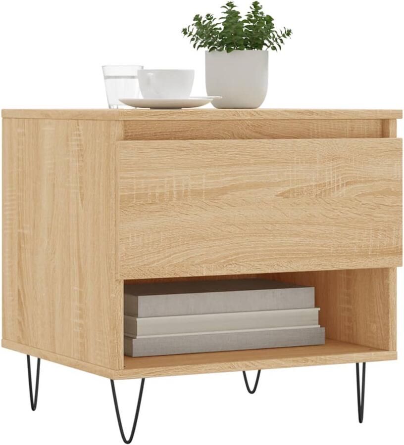 FIONERA Salontafels 2 st 50x46x50 cm bewerkt hout sonoma eikenkleurig