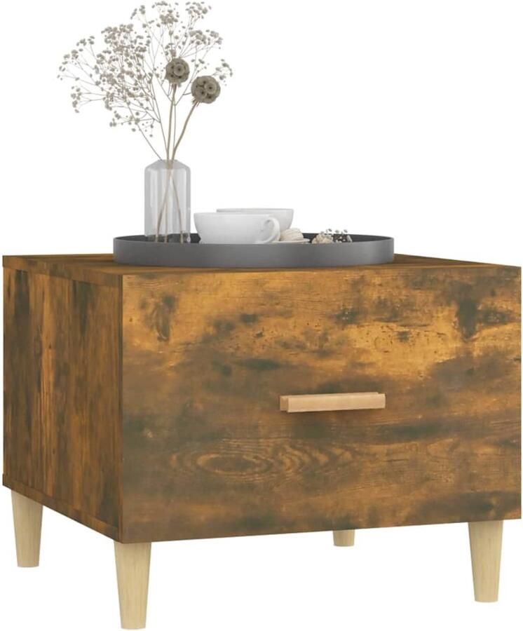 FIONERA Salontafels 2 st 50x50x40 cm bewerkt hout gerookt eikenkleurig