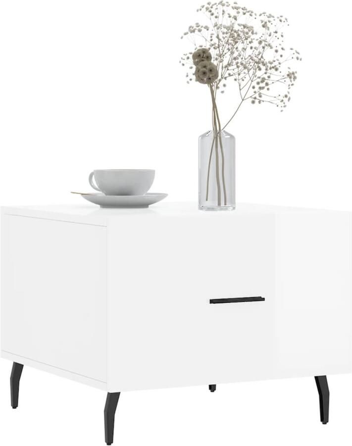 FIONERA Salontafels 2 st 50x50x40 cm bewerkt hout hoogglans wit