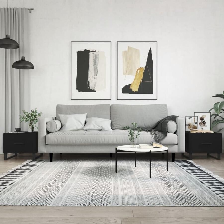 FIONERA Salontafels 2 st 50x50x40 cm bewerkt hout zwart