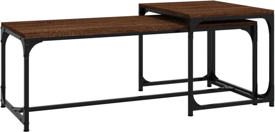 FIONERA Salontafels 2 st bewerkt hout bruin eikenkleur