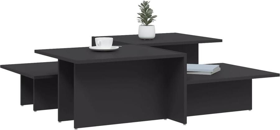 FIONERA Salontafels 2 st bewerkt hout grijs