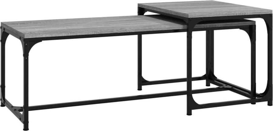 FIONERA Salontafels 2 st bewerkt hout grijs sonoma eikenkleurig
