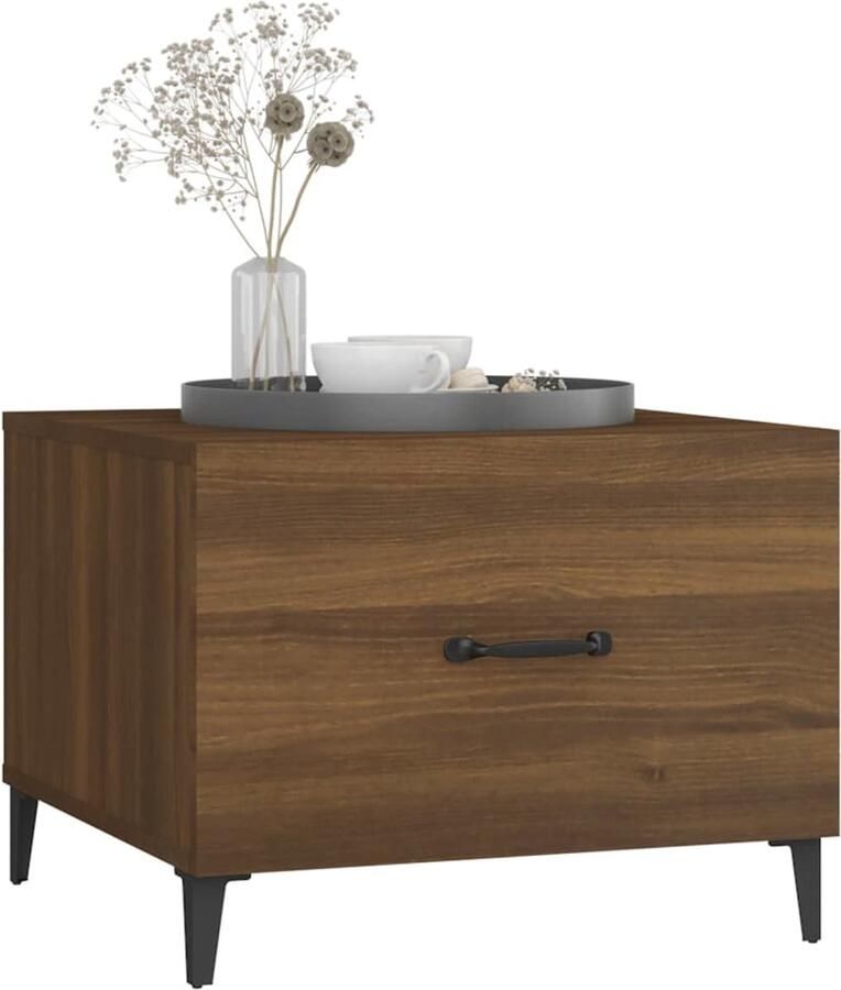 FIONERA Salontafels 2 st met metalen poten 50x50x40 cm bruin eikenkleur