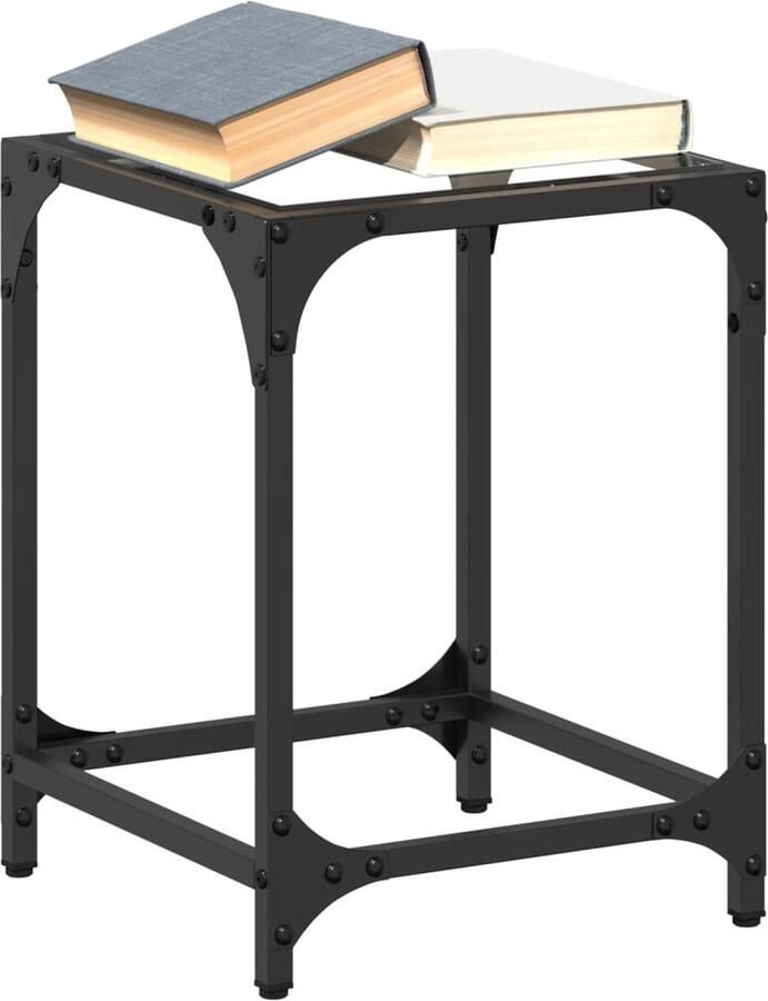 FIONERA Salontafels 2 st met transparant glazen blad 30x30x40 cm staal