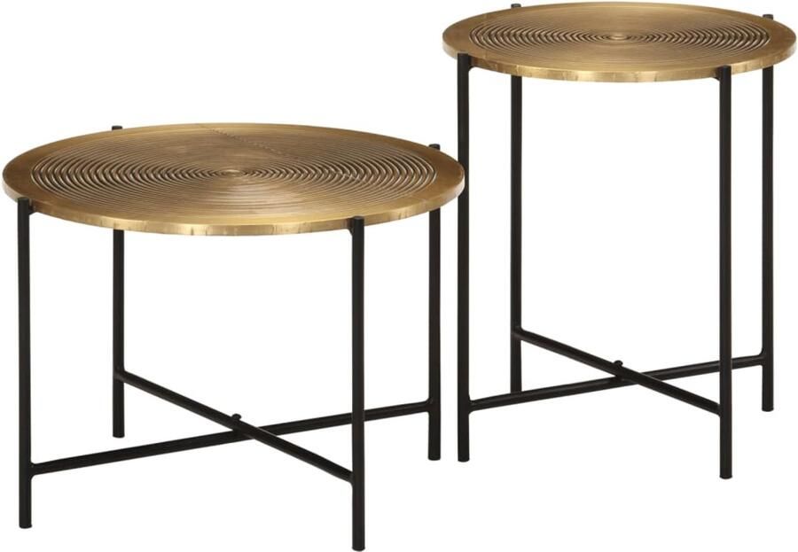 FIONERA Salontafels 2 st metaal messing en zwart