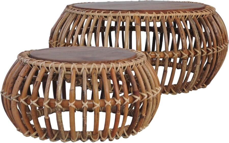 FIONERA Salontafels 2 st natuurlijk rattan