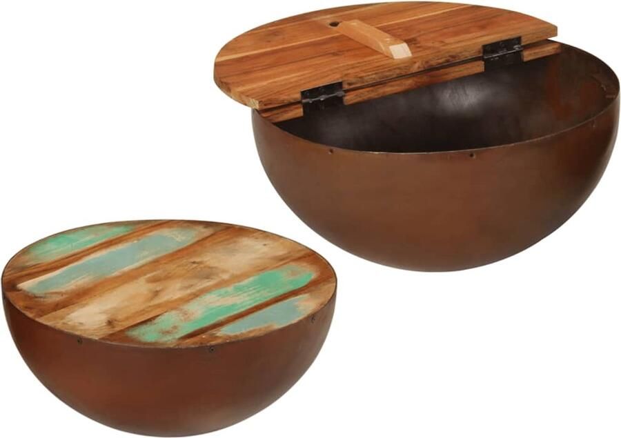 FIONERA Salontafels 2 st rond massief gerecycled hout