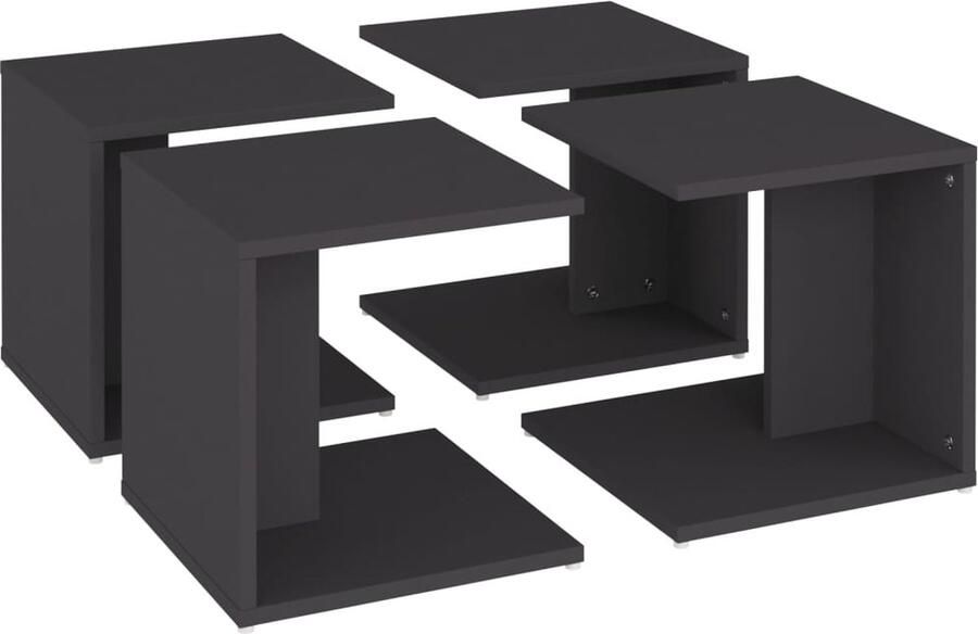 FIONERA Salontafels 4 st 33x33x33 cm bewerkt hout grijs