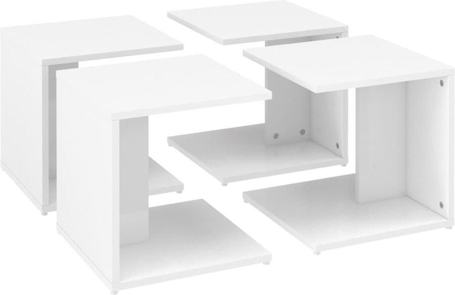FIONERA Salontafels 4 st 33x33x33 cm bewerkt hout hoogglans wit