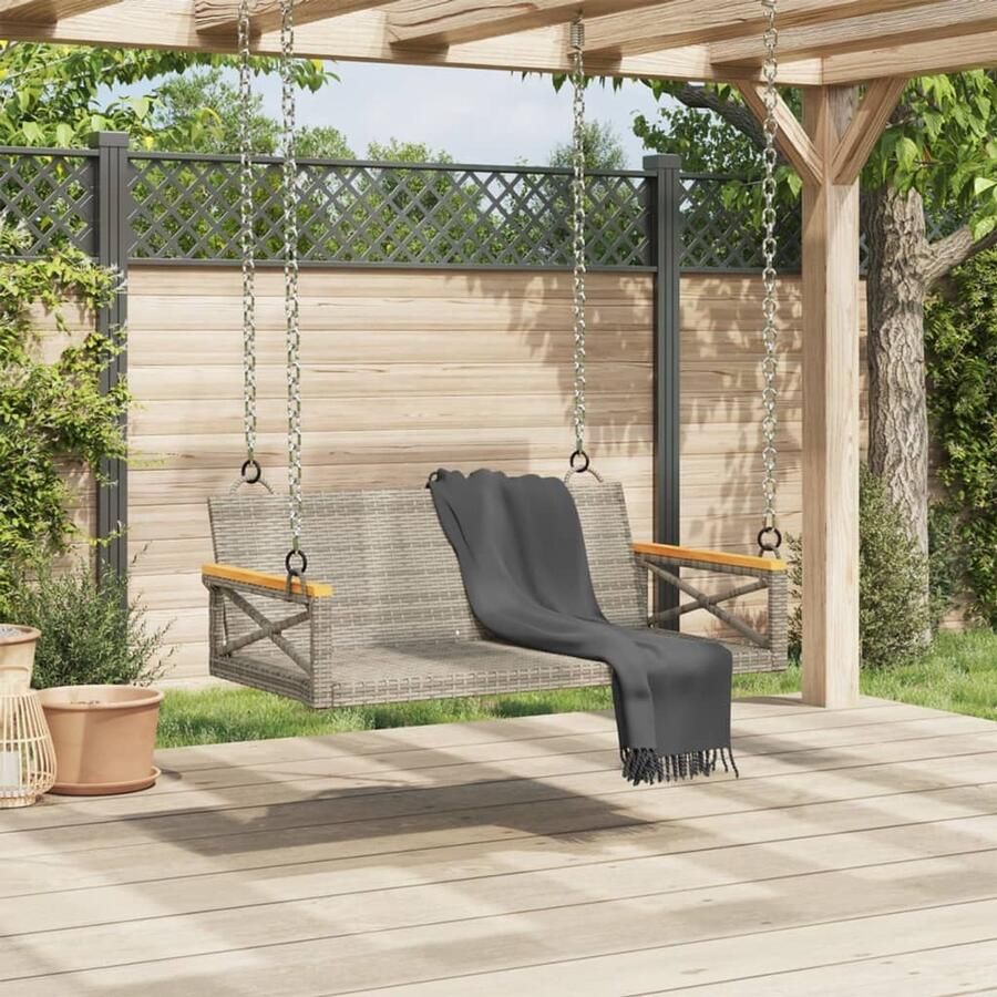 FIONERA Schommelbank 109x62x40 cm poly rattan grijs