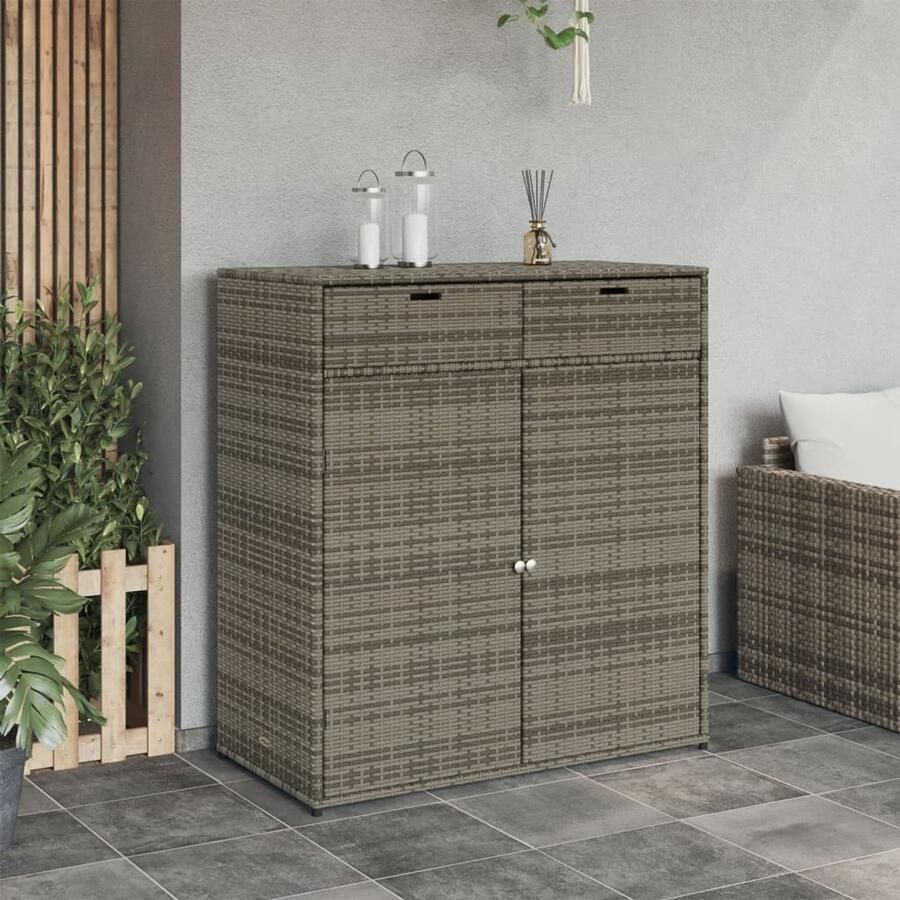 FIONERA Tuinkast 105x55x113 cm poly rattan grijs