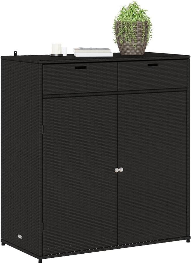 FIONERA Tuinkast 105x55x113 cm poly rattan zwart