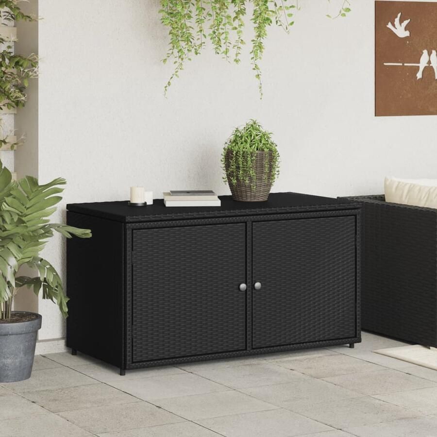 FIONERA Tuinkast 110x55x60 5 cm poly rattan zwart