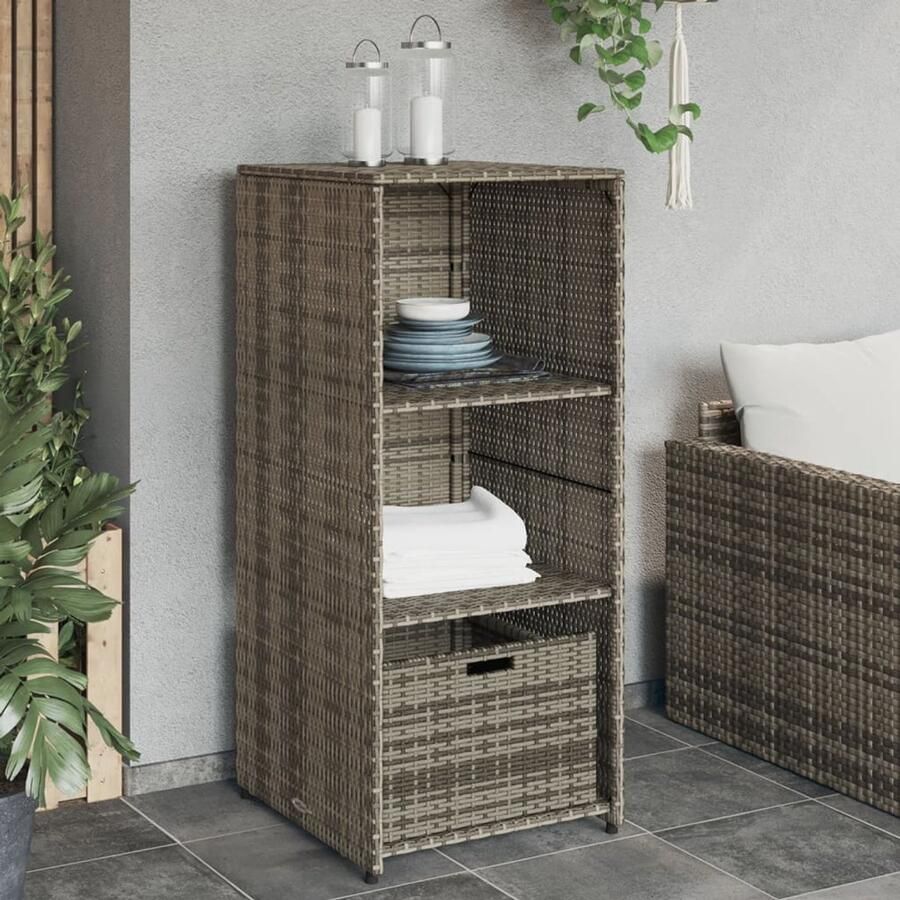 FIONERA Tuinkast 50x55x115 cm poly rattan grijs