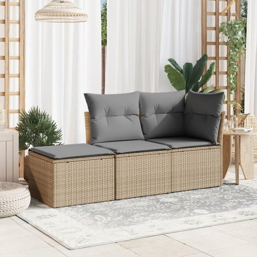 FIONERA Tuinkruk met kussen 55x55x37 cm poly rattan beige