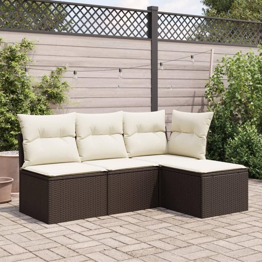 FIONERA Tuinkruk met kussen 55x55x37 cm poly rattan bruin