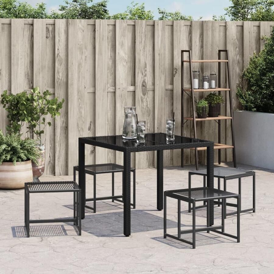 FIONERA Tuinkrukken 4 st poly rattan zwart