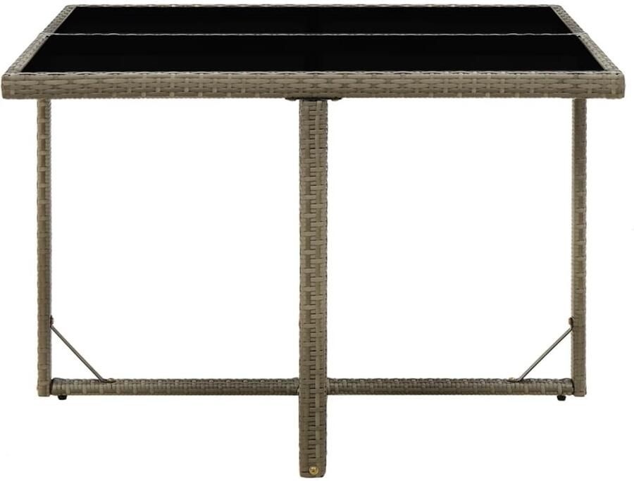 FIONERA Tuintafel 109x107x74 cm poly rattan en glas grijs