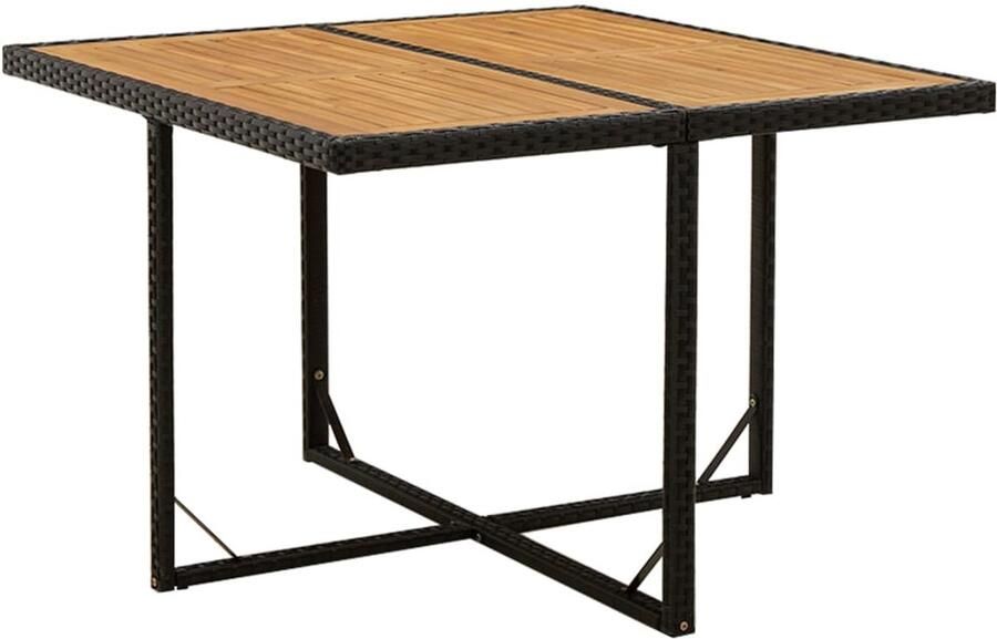 FIONERA Tuintafel 109x107x74 cm poly rattan en massief acaciahout zwart