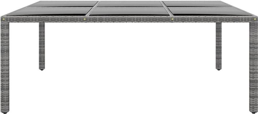 FIONERA Tuintafel 200x150x75 cm gehard glas en poly rattan grijs