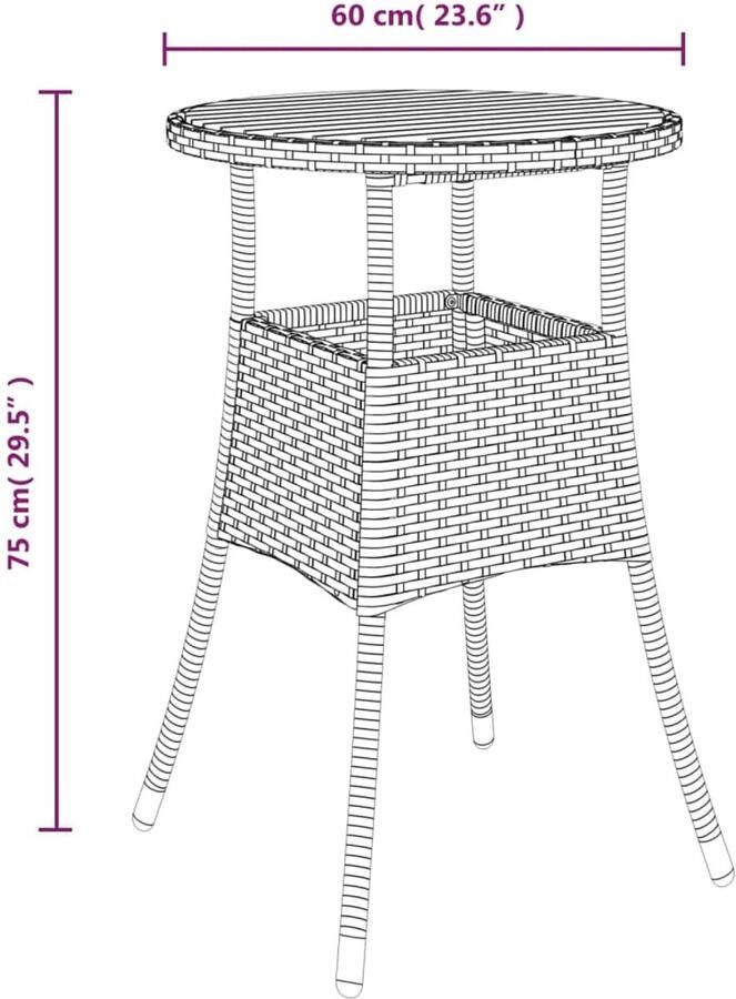 FIONERA Tuintafel ?60x75 cm acaciahout en poly rattan grijs