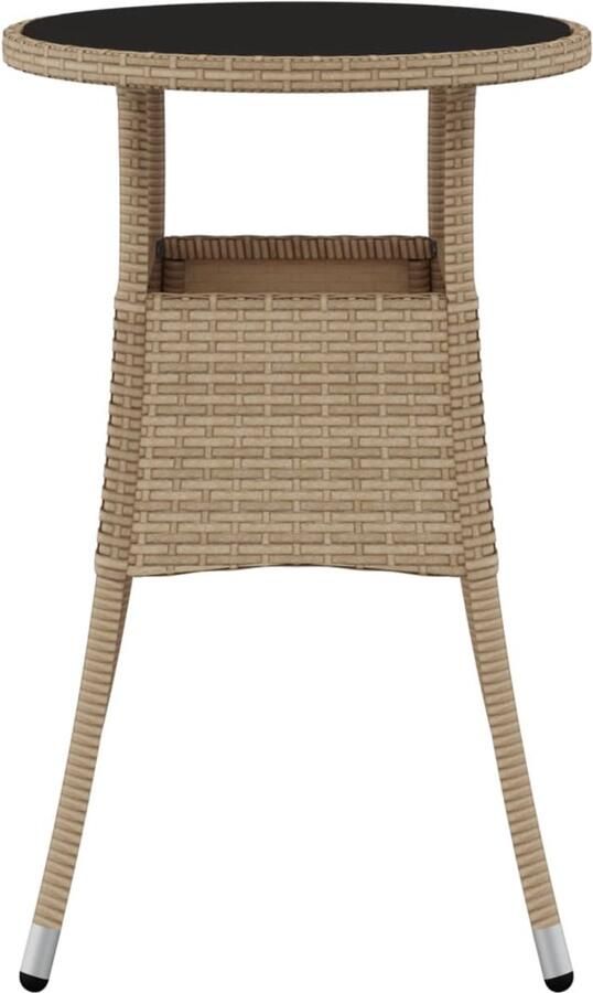 FIONERA Tuintafel ?60x75 cm gehard glas en poly rattan beige