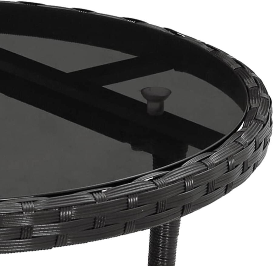 FIONERA Tuintafel ?60x75 cm gehard glas en poly rattan zwart