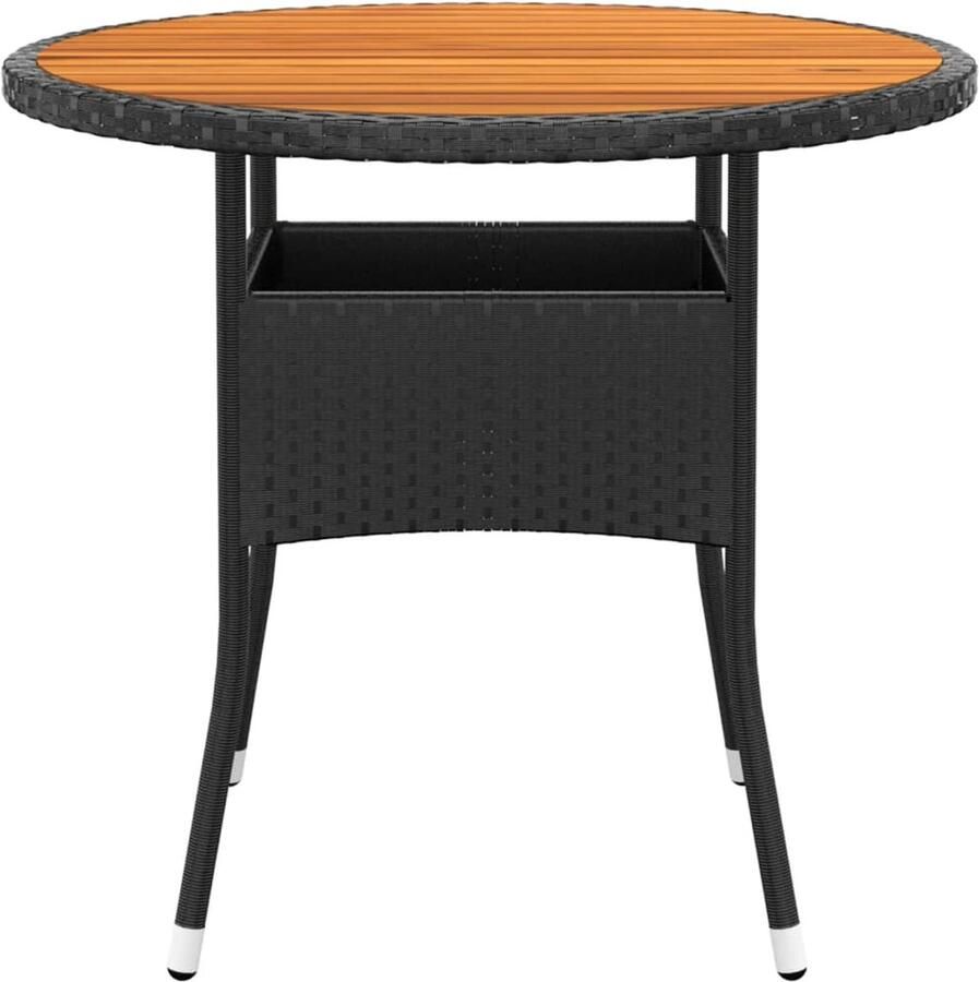 FIONERA Tuintafel ?80x75 cm acaciahout en poly rattan zwart