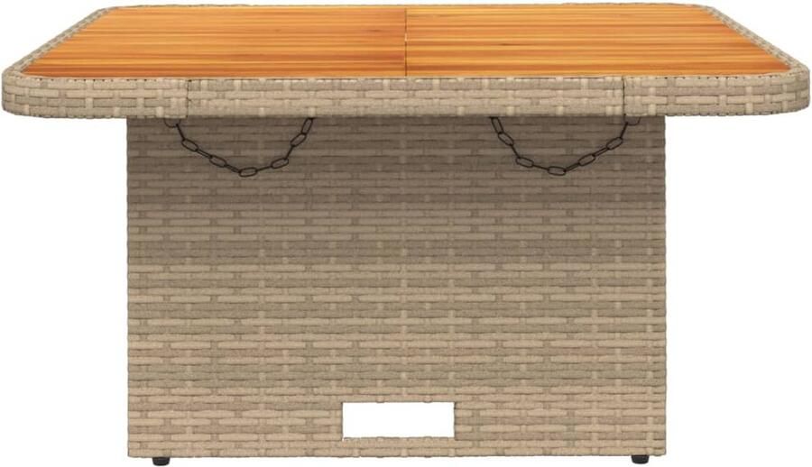 FIONERA Tuintafel 80x80x71 cm poly rattan en acaciahout beige