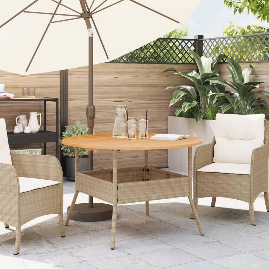 FIONERA Tuintafel met acaciahouten blad ?110x71 cm poly rattan beige