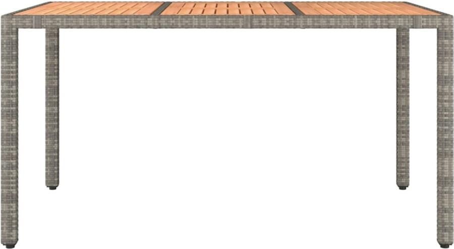 FIONERA Tuintafel met houten blad poly ratten en acaciahout grijs