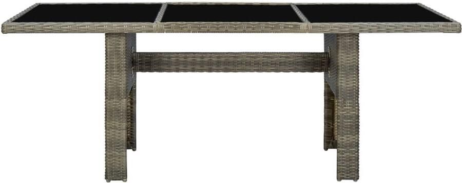 FIONERA Tuintafel poly rattan en gehard glas bruin