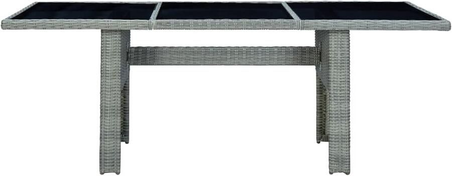 FIONERA Tuintafel poly rattan en gehard glas lichtgrijs