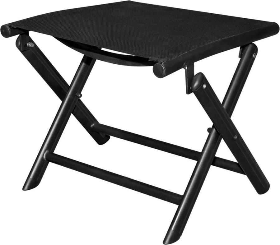 FIONERA Voetenbank inklapbaar aluminium en textileen zwart