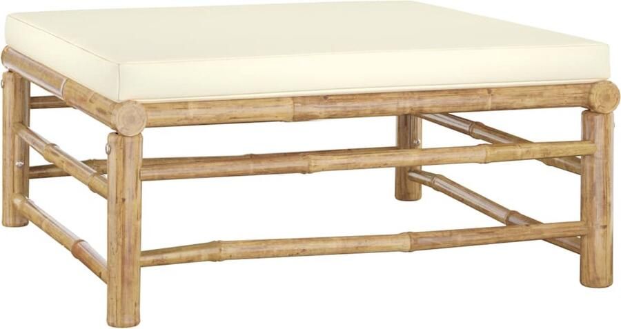 FIONERA Voetenbank met crèmewit kussen bamboe