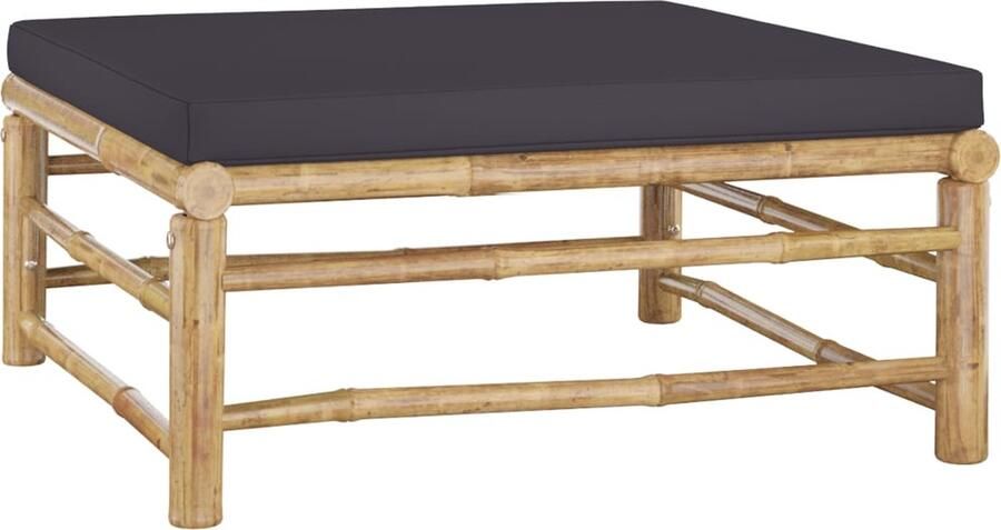FIONERA Voetenbank met donkergrijs kussen bamboe