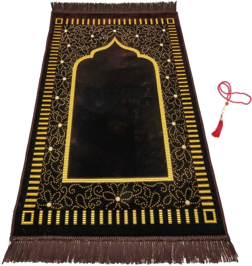 Firaset Islamitische Gebedskleed – Turkse Zachte Dunne Gebedsmat – Janamaz Sajada – Inclusief Gebedskralen – Ramadan & Eid Geschenk voor Mannen en Vrouwen – 66x110 cm