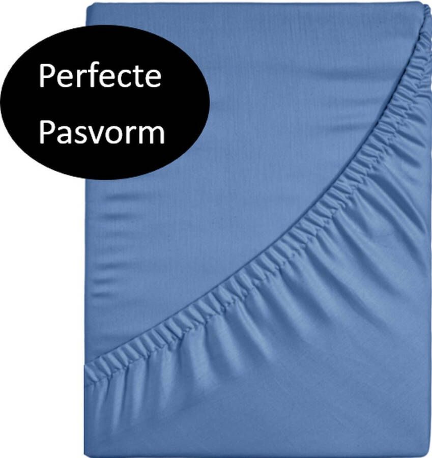 Fitted Sheet Hoogwaardig katoen geweven hoeslaken pastel blauw 120x200 (twijfelaar) luxe kwaliteit zacht en optimaal ademend perfecte pasvorm