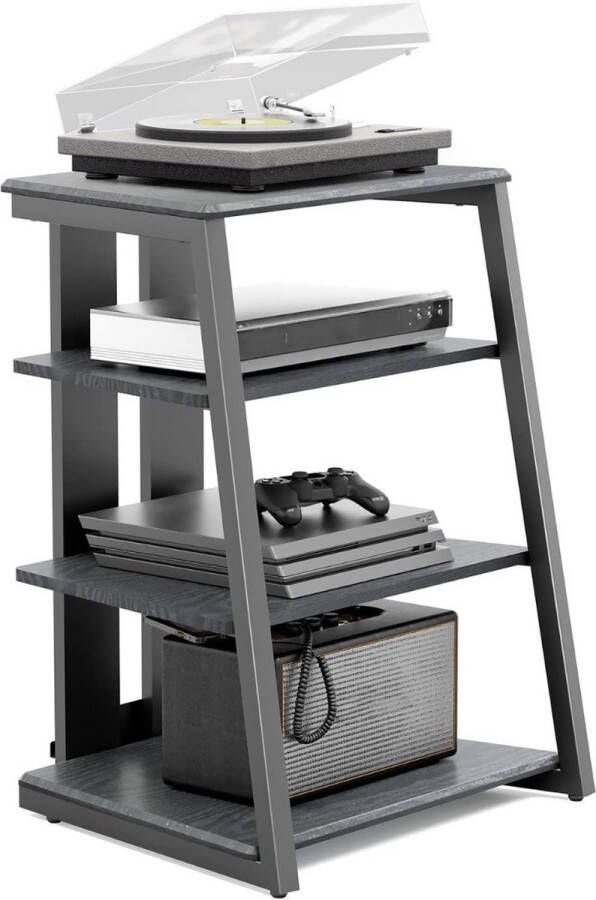 Goodivery Platen meubel Platenmeubel Audio meubel Platenkast voor lp opslag Platenspeler kast Platenspeler meubel Vynyl kast 61x52x78cm Zwart