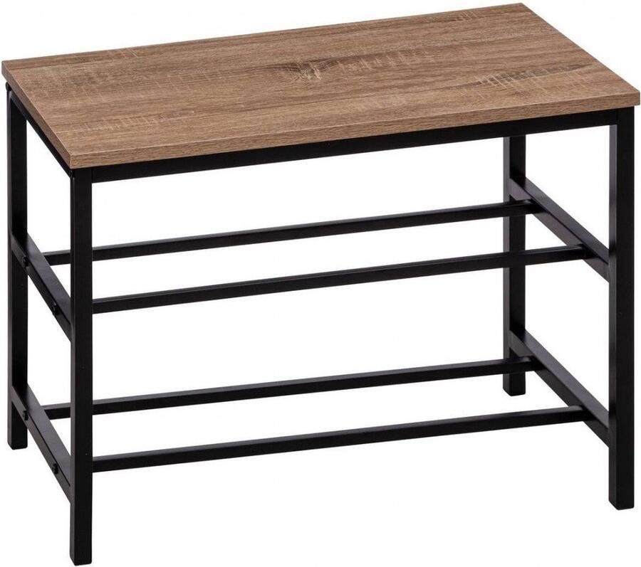 5Five Schoenenrek schoenenkast zwart bruin 6x paar schoenen metaal hout 63 x 30 x 45 cm Schoenenrekken