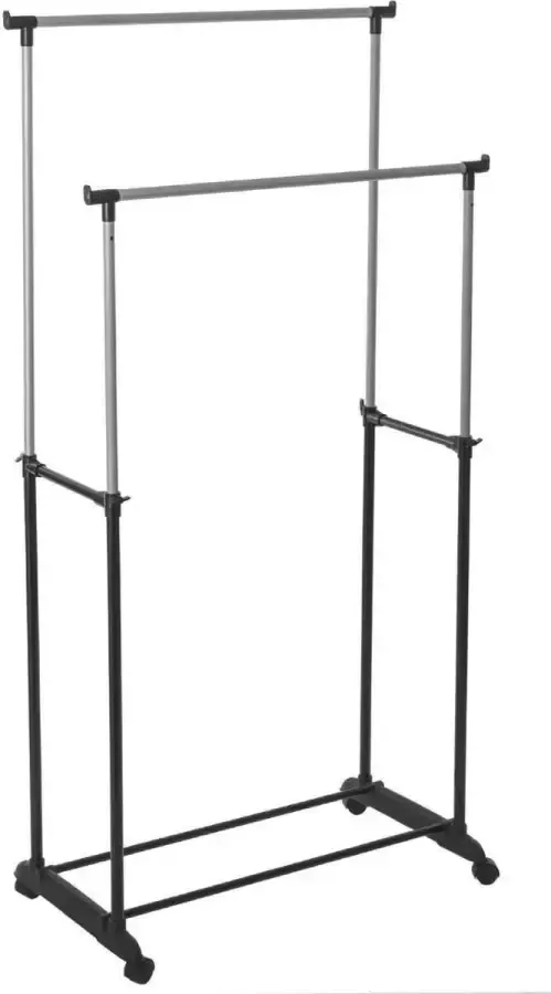 5five Kledingrek met dubbele stangen kunststof metaal zwart 80 x 34 x 160 cm