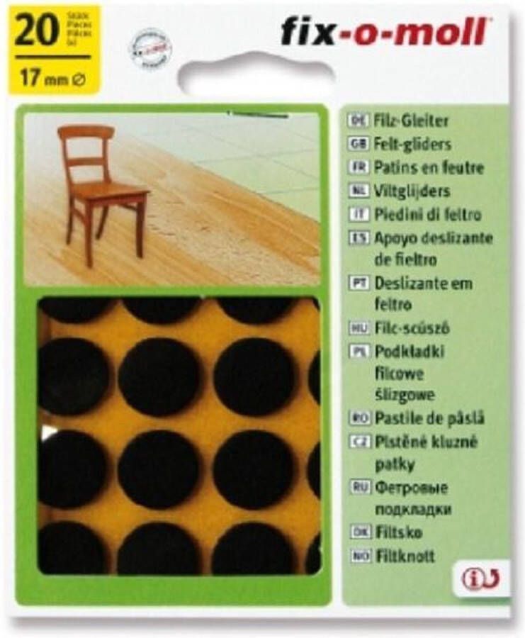 Fix-o-moll Fixomoll viltglijder rond 17mm bruin