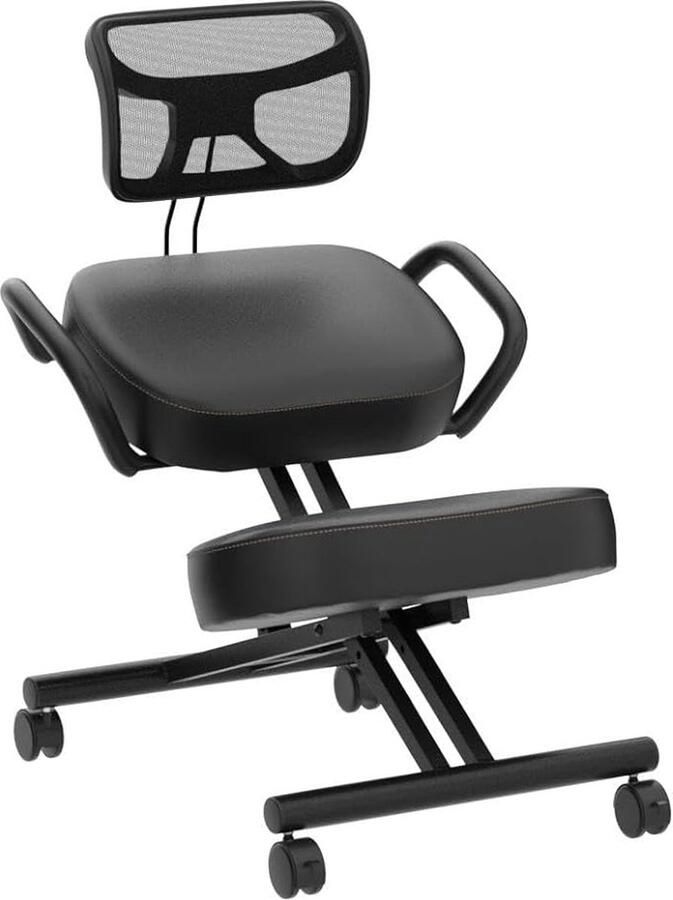 Fixon Bureaustoel Kniestoel Rug corrector Postuur corrector Ergonomische Bureaustoel Zwart- Kniestoel Met Extra Dikke en comfortabele Kniekussens
