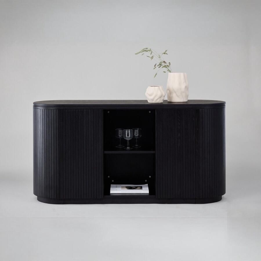 Hioshop FjällbackaH dressoir 2 deuren 1 plank zwart.